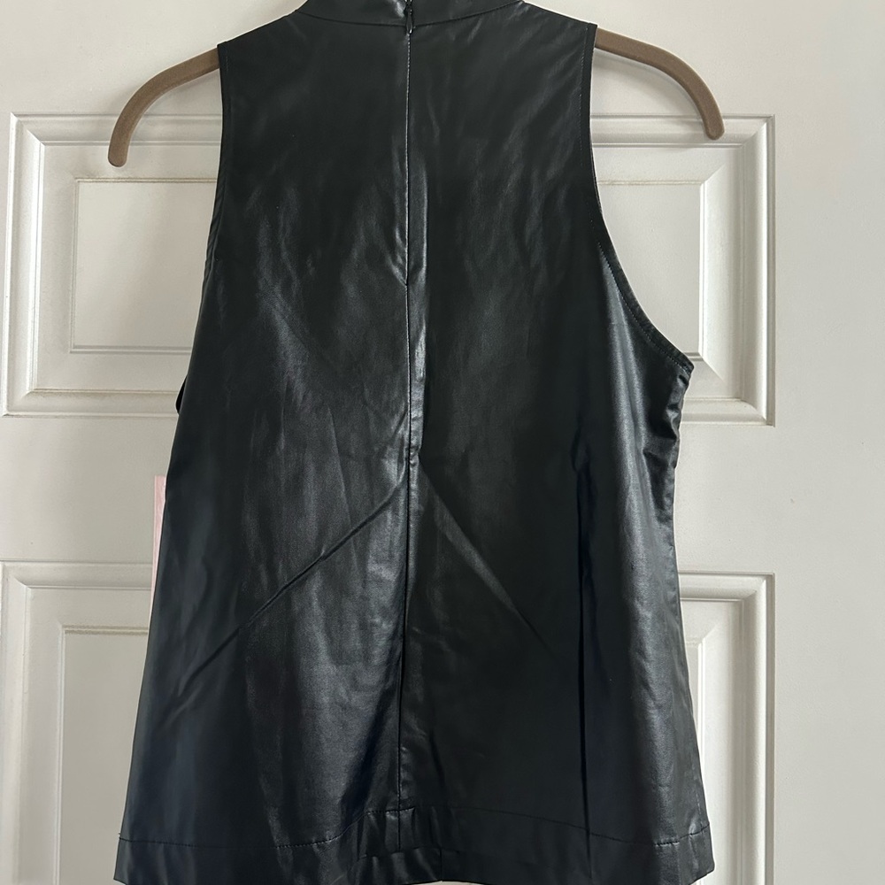 Black Faux Leather Sleeveless Top - Picture 2 of 4